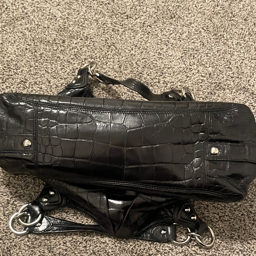 Coach Black Croc-Embossed Shoulder Bag - Picture 3 of 8